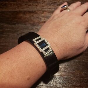 Black Bracelet with Silver Accents